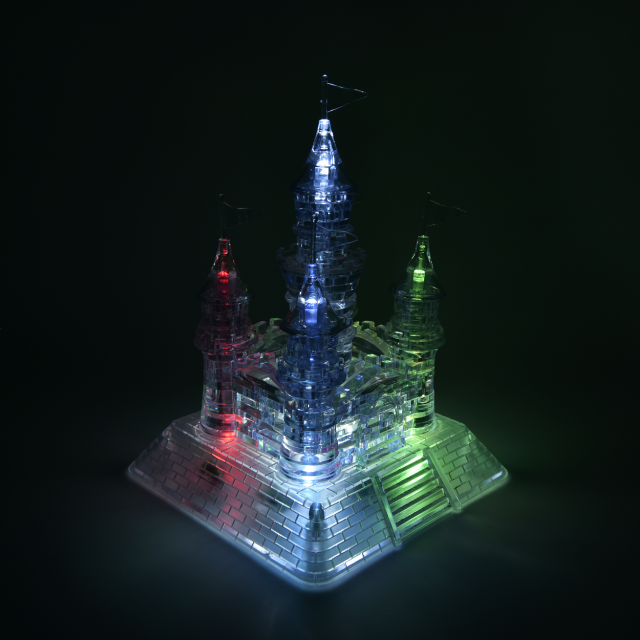 Dmm (특가55%세일)3D크리스탈퍼즐(성) 멜로디 불빛 퍼즐