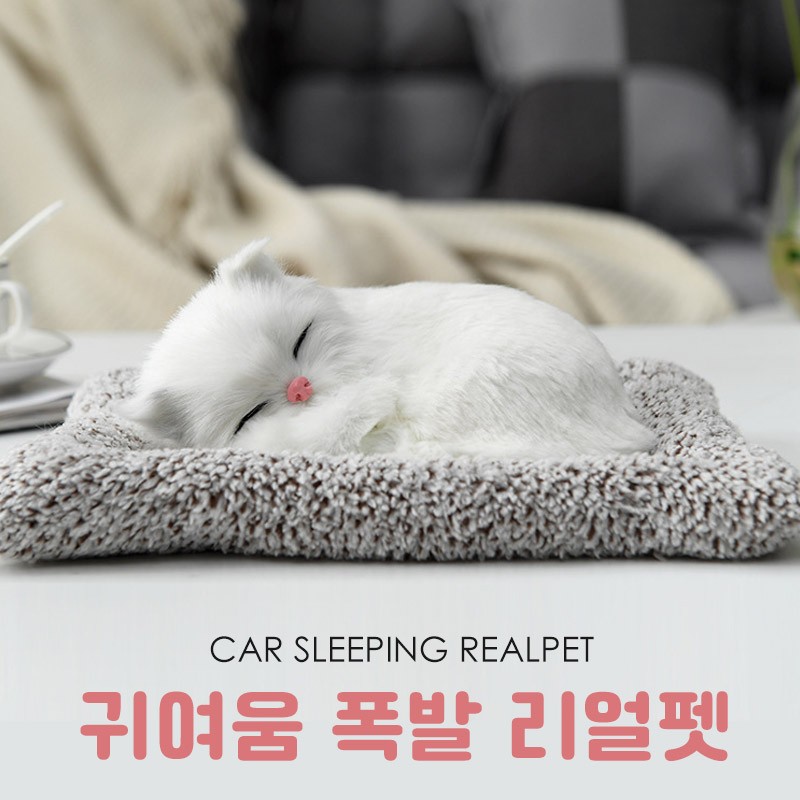 차량용 리얼펫 잠자는 강아지 고양이 귀여운 악세사리 제습효과 소품 인형 장식
