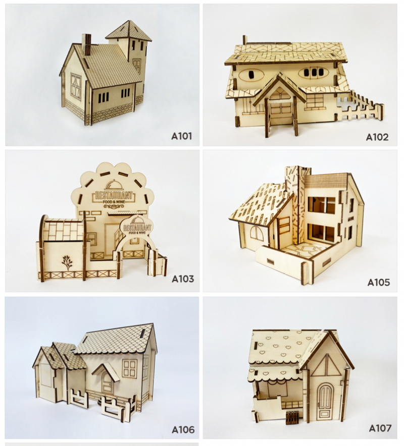 3D입체 우드 집모양 만들기 미니어쳐 하우스 DIY 재료